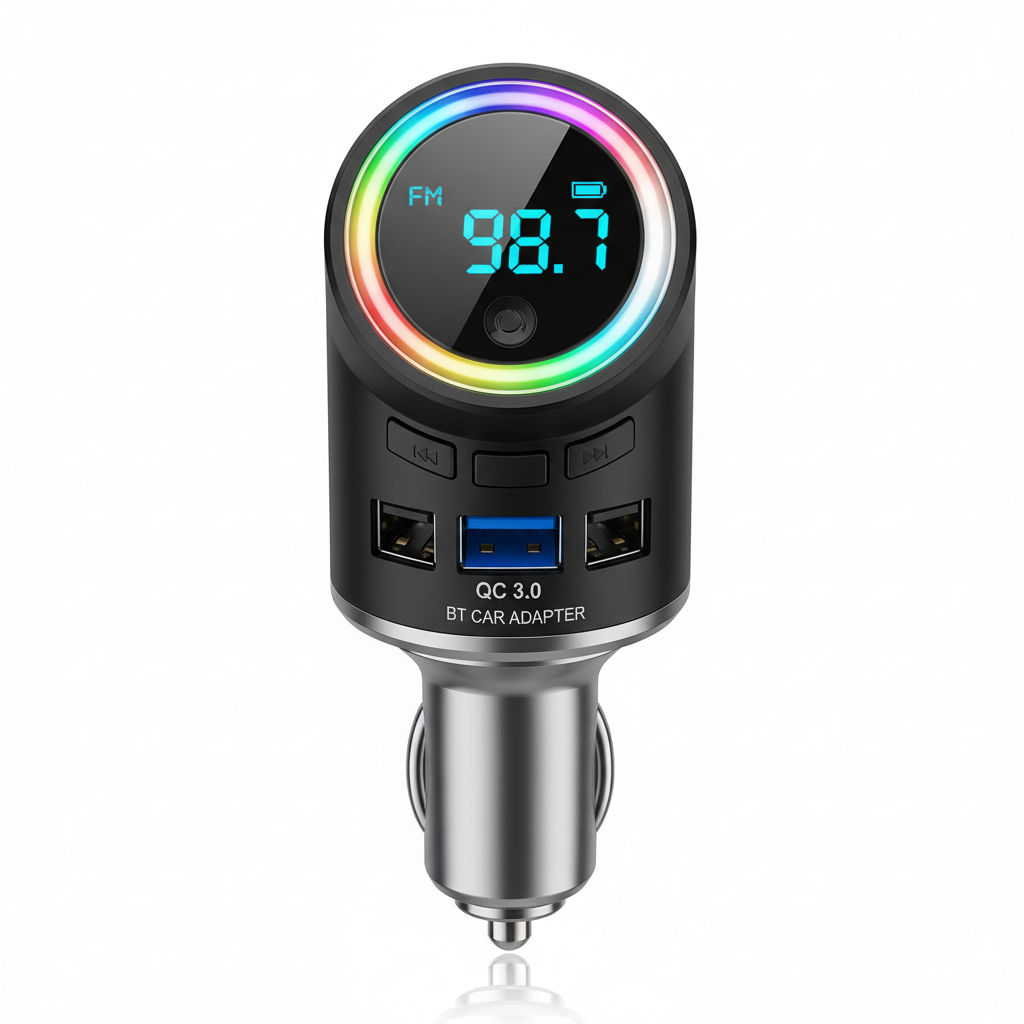 Bluetooth Car FM Transmitter 7-Color LED
