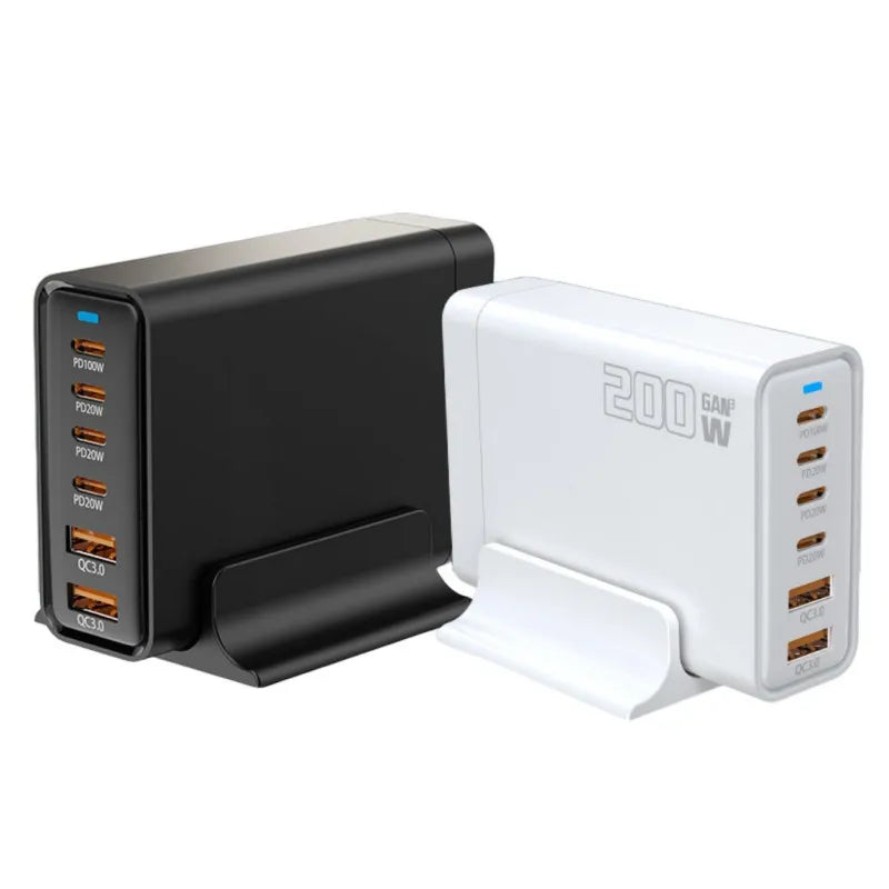 200W 6-Port GaN USB-C Charging Station side view — Charging Station | Kinsperatech