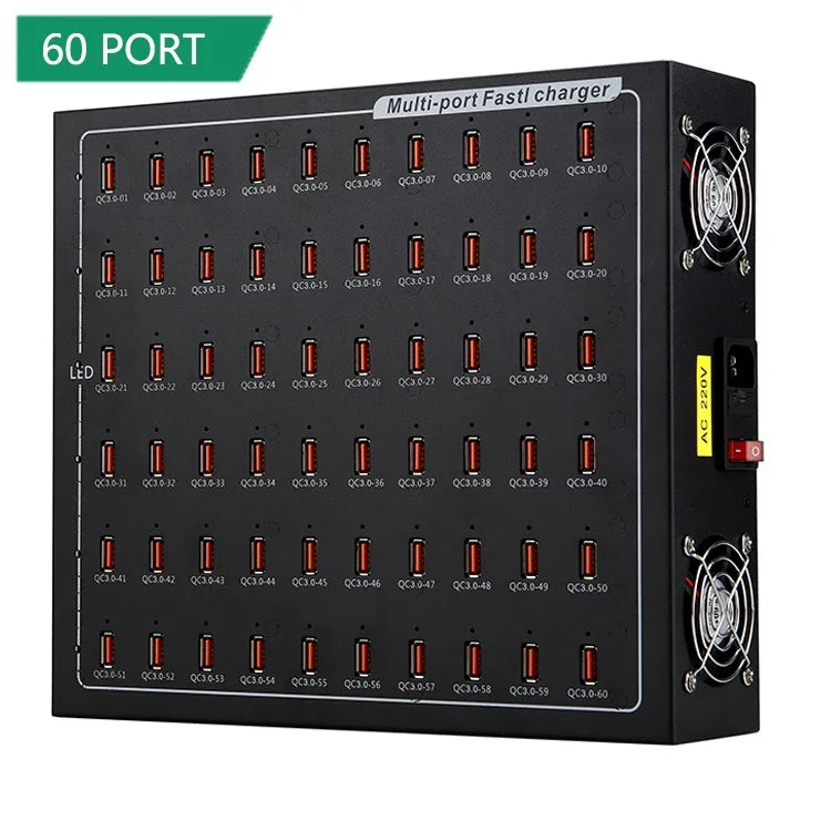 60-Port 700W Smart USB Charging Station with Cooling Fan — Charging Station | Kinsperatech