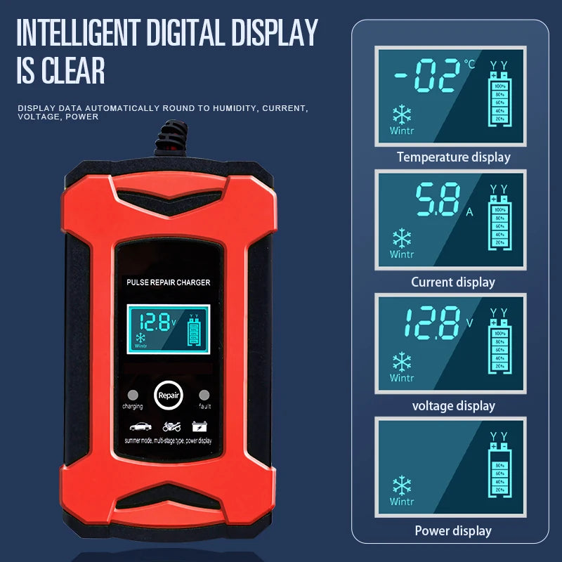 12V 6A Smart Car Battery Charger with OTP Protection side view — Car Gadget | Kinsperatech