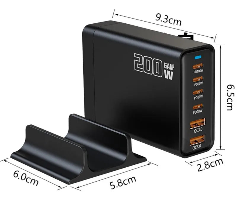 200W 6-Port GaN USB-C Charging Station in use — Charging Station | Kinsperatech