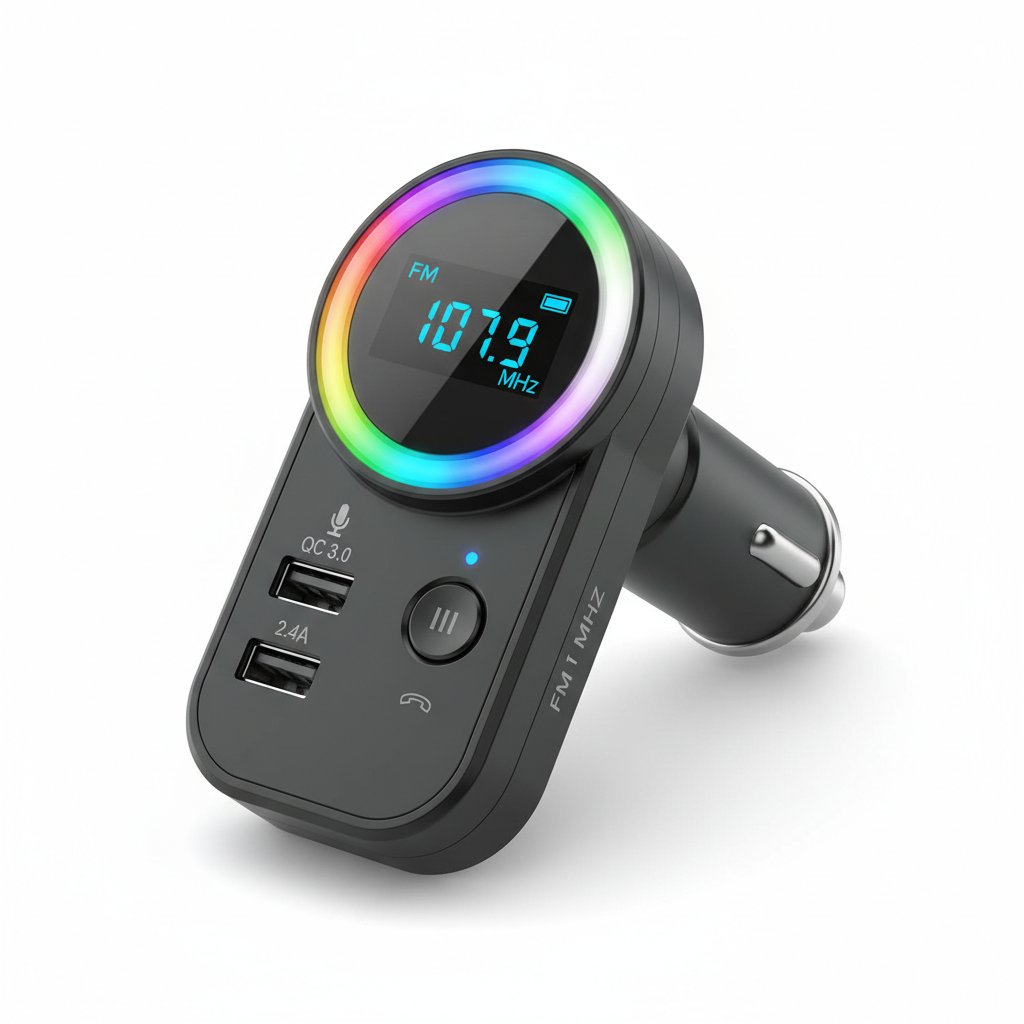 Bluetooth Car FM Transmitter 7-Color LED