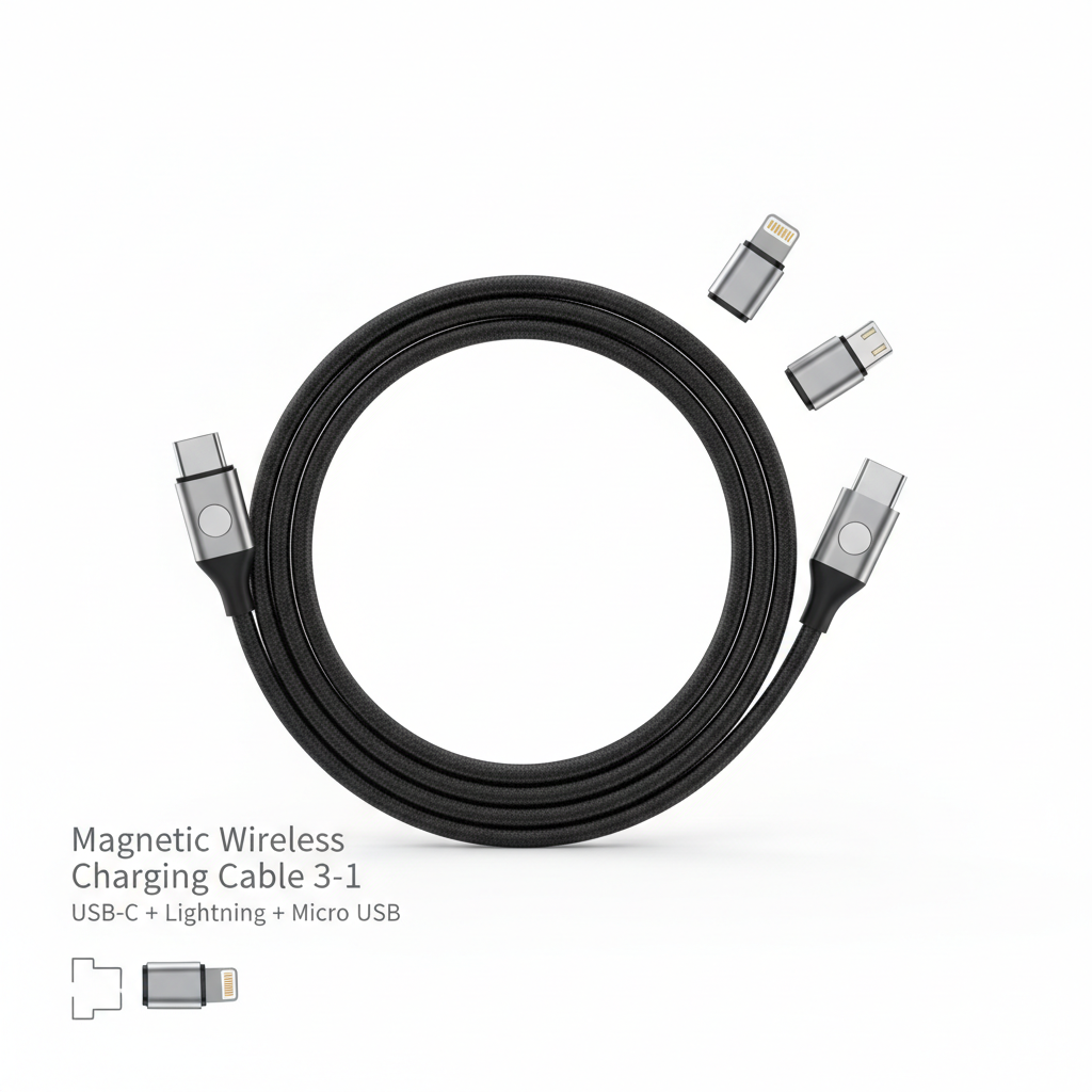 Magnetic Wireless Charging Cable 3-in-1